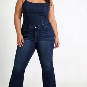 Angels Women's Dark Blue 360 Sculpt Mini Boot High Rise Y2K Jeans Plus Size 22W